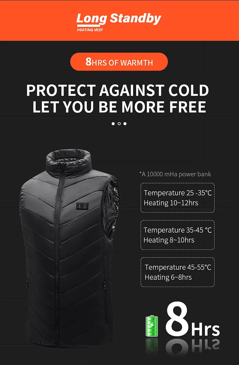 21 Heated Vest Zones Electric Heated Jackets Men Women Sportswear Heated Coat Graphene Heat Coat USB Heating Jacket For Camping