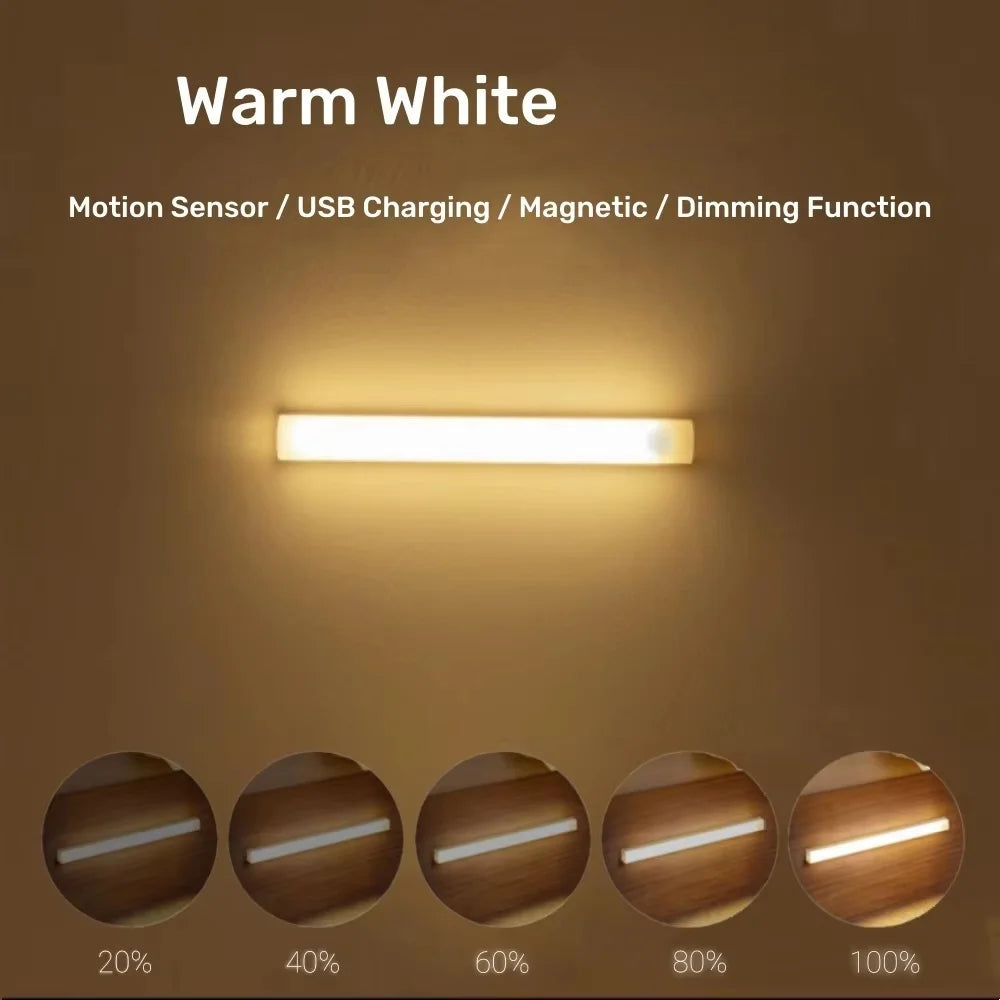 Rechargeable Motion Sensor LED Bar Light Induction Night Light Portable Lamp for Kitchen Cabinet Bedside Bathroom Mirror Light