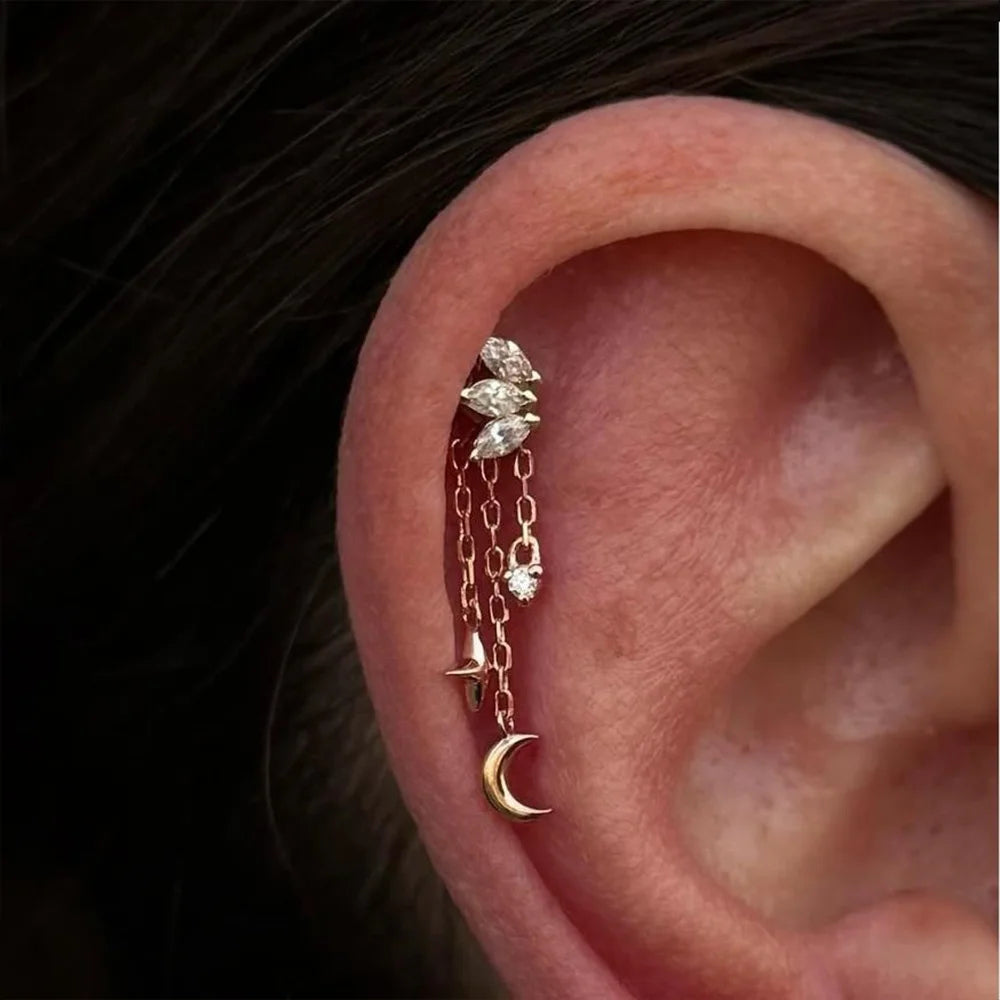 Aide 1pc 925 Sterling Silver Mini Zircon Thick Flat Screw Back Drop Earrings For Women K Gold Piercing Stud Earrings Jewelry