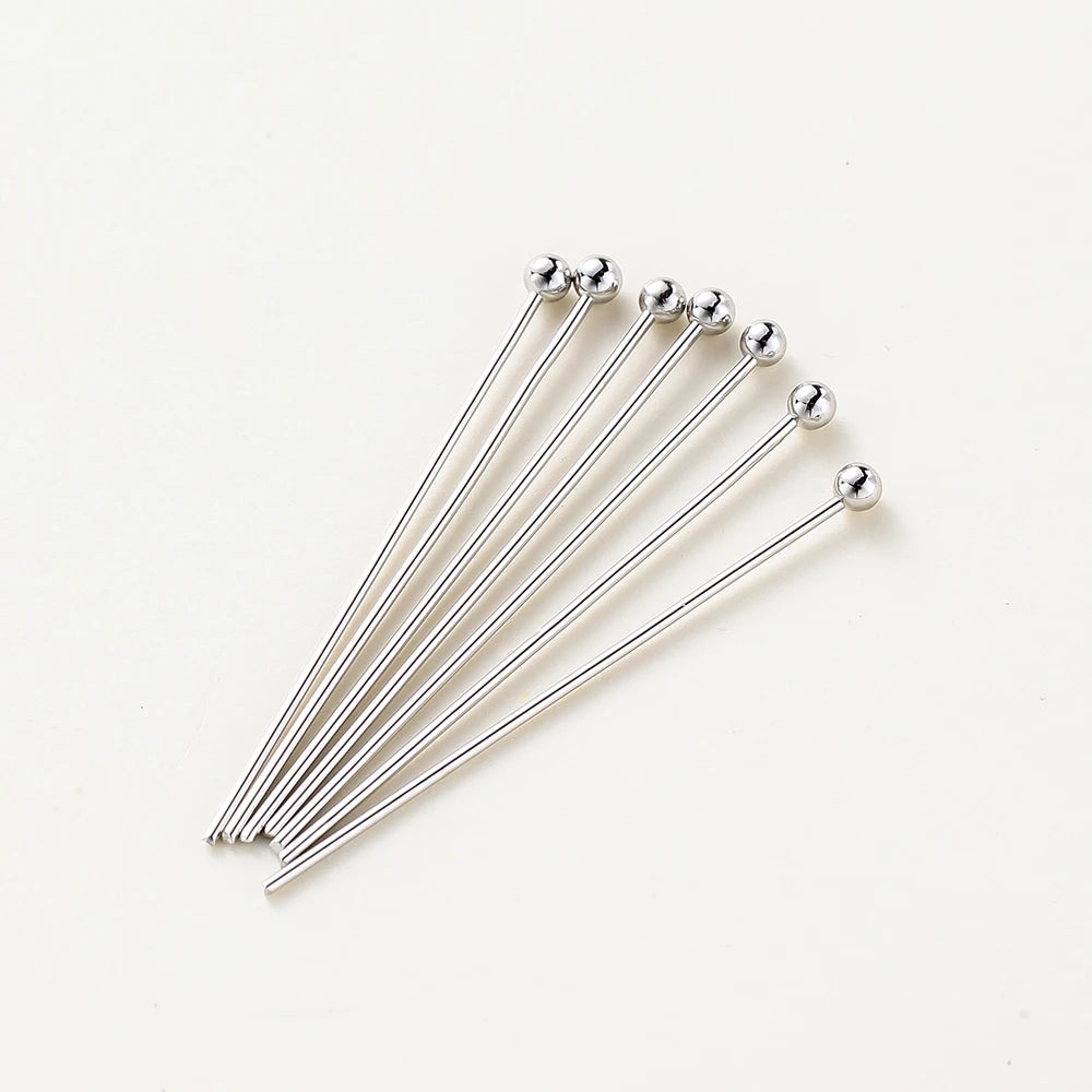 100pcs/lot 14K 18K Gold Plated 16-50mm Ball Head Pins DIY Jewelry Making Findings Brass Metal Flat Head Eye Head Pins Supplies