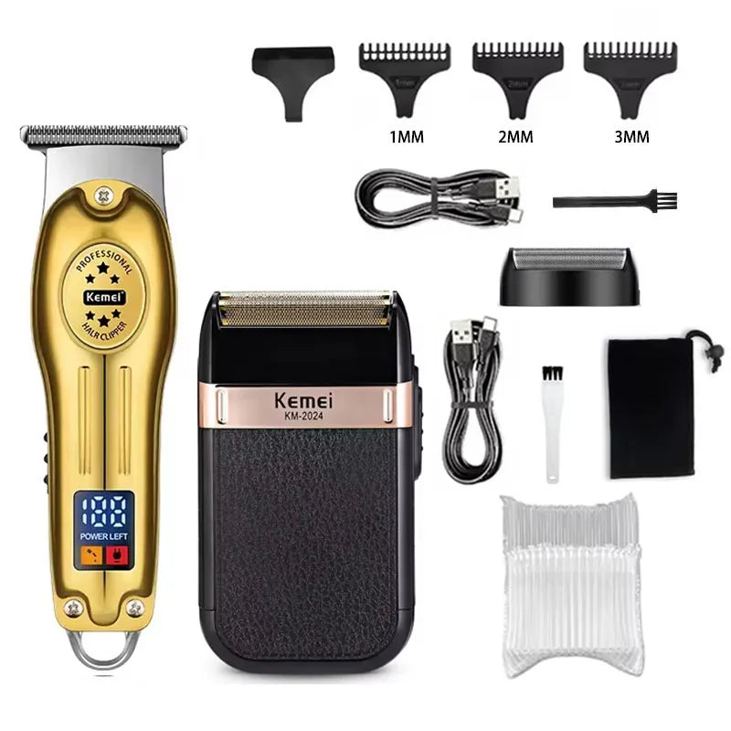 Kemei KM-2628 KM-678 KM-2024 Professional Electric Hair Clippers Beard Clipper Rechargeable Men's Shaver Hair Trimmer Kit