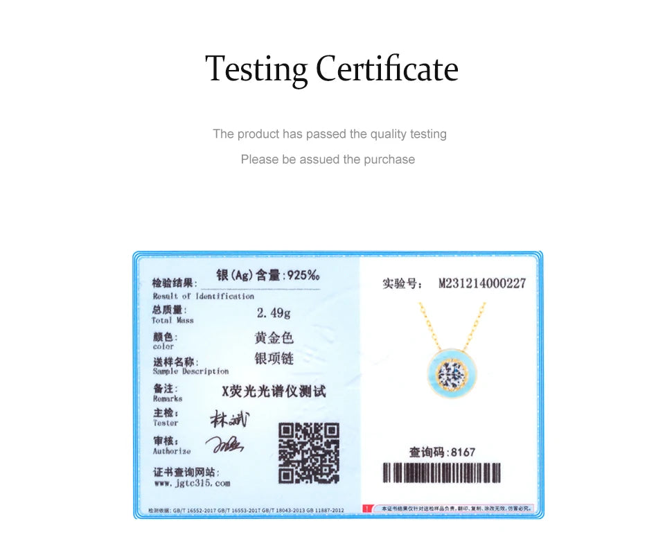 Ailmay 925 Sterling Silver Elegant Round Blue Enamel Pendant Shiny Zirconia Necklace For Women Wedding Engagement Fine Jewelry