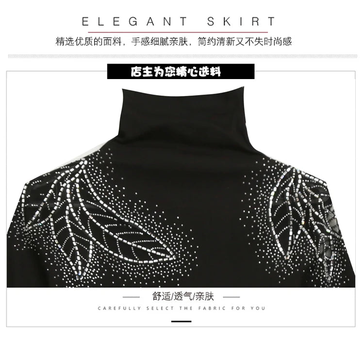 2025 European Station Long Sleeve Women Tees Autumn Winter New Stand collar Hot Diamond T Shirt Fashion Slim Mesh Tops