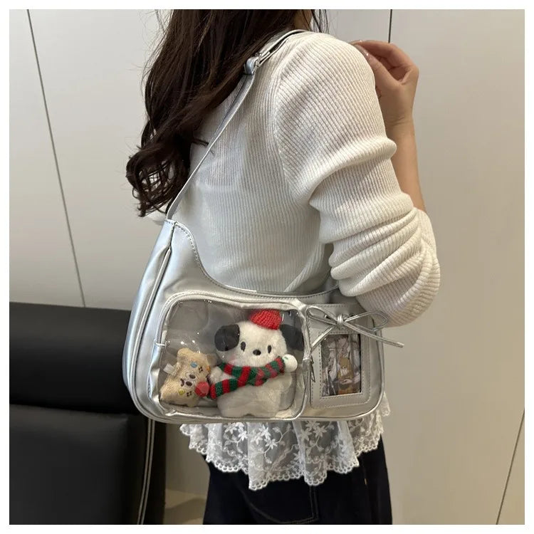 Y2k Harajuku Shoulder Bag Women Korean Transparent Ita Bag School Crossbody Bag Female Japanese Designer Preppy Handbag Purse