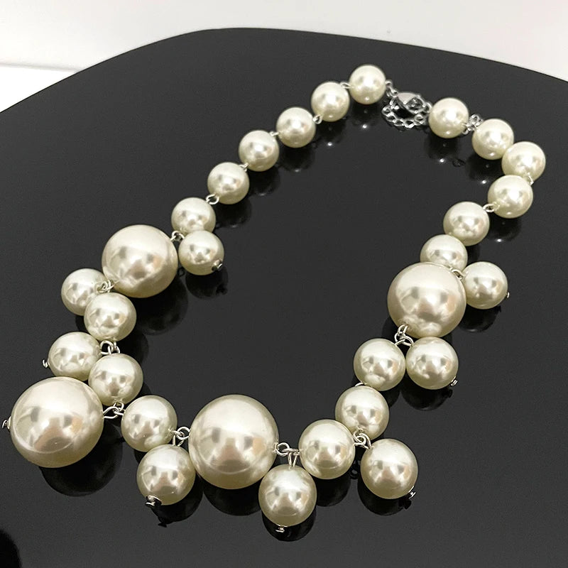 Elegant Imitation Pearl Women's Necklace Big Pearls Beads Choker Necklaces Party Wedding Bride Necklace Jewelry Girls Gifts