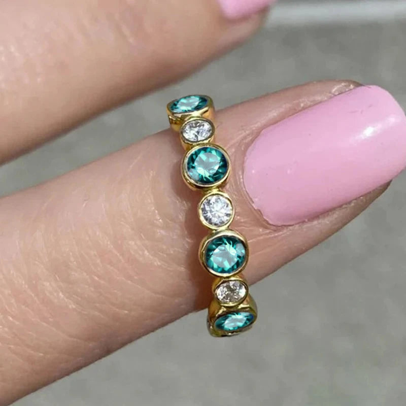 Huitan Round Cubic Zircon Promise Rings for Women Novel Accessories Luxury Wedding Rings Silver Color/Gold Color Fashion Jewelry