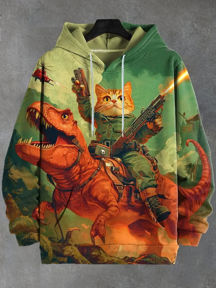 2026 Men's Hoodies Funny Cat Dinosaur UFO Art 3D Printed Cartoon Sweatshirt Men Women Tracksuit Oversized Casual Street Y2k Coat
