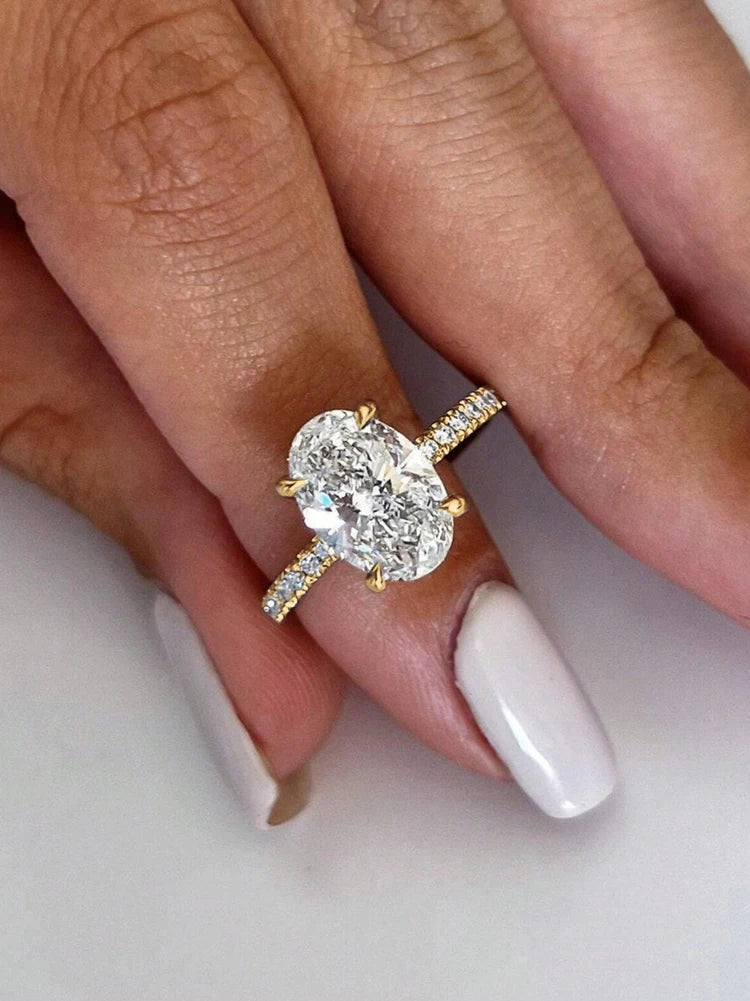 925 Sterling Silver Zirconia Gorgeous Shiny 1-5CT Oval Stone Ring For Women Engagement Wedding Luxury High Quality Fine Jewelry