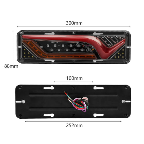 2X 12/24V Truck Tail Light waterproof shockproof LED running water turn signal Brake Lights Reverse Lorry Bus Trailer Fog lamps