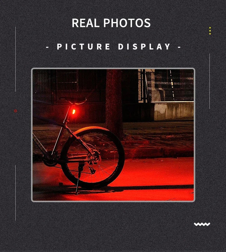 Bike Rear Light Laser Line Warning Lamp Waterproof Seatpost LED Light USB Rechargeable MTB Road Bicycle Taillight