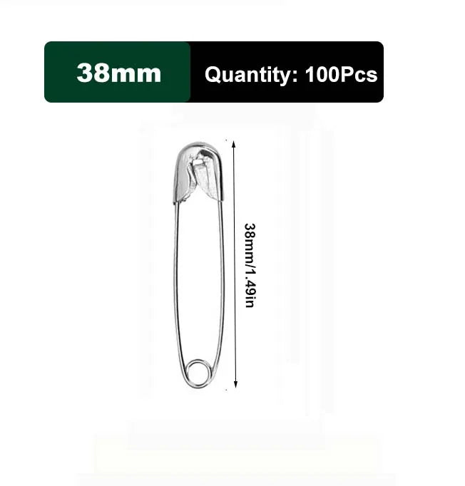 50/100Pcs Safety Pins 19/22/27/32/38/45/55mm Rust Resistant Silver Durable Safety Pins For DIY Crafts Sewing Accessories