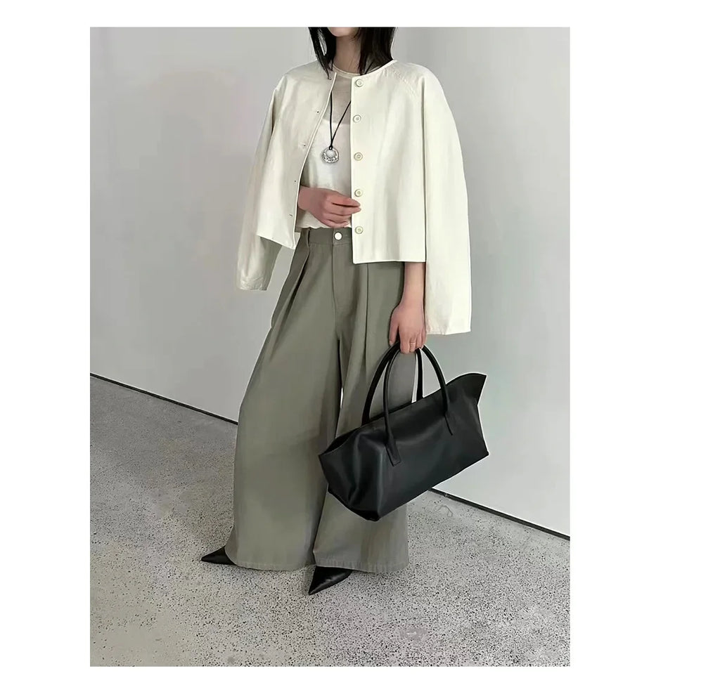 Luxury Niche First-layer Cowhide Tote Bag Woman Large Capacity Shoulder Underarm Bag Casual Tote Big Handbag 2026 New