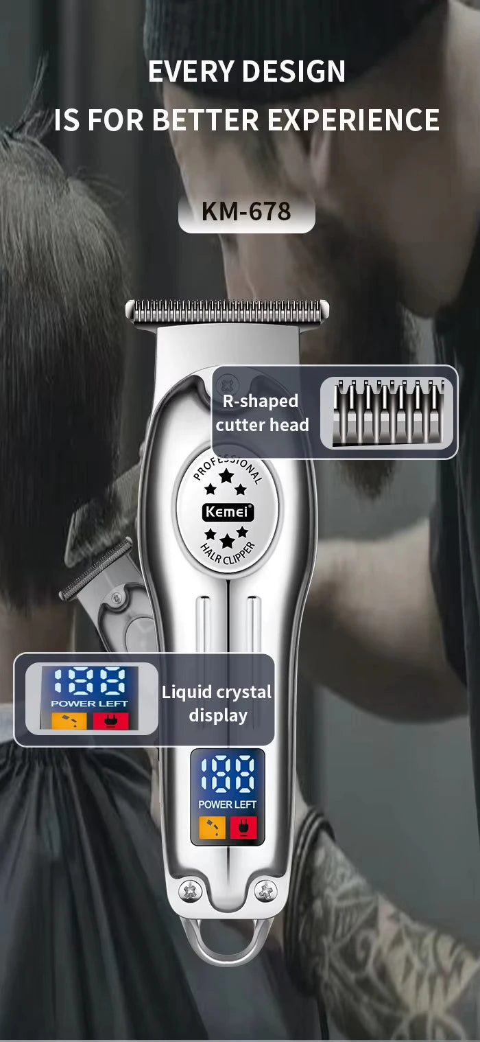 Kemei KM-2628 KM-678 KM-2024 Professional Electric Hair Clippers Beard Clipper Rechargeable Men's Shaver Hair Trimmer Kit