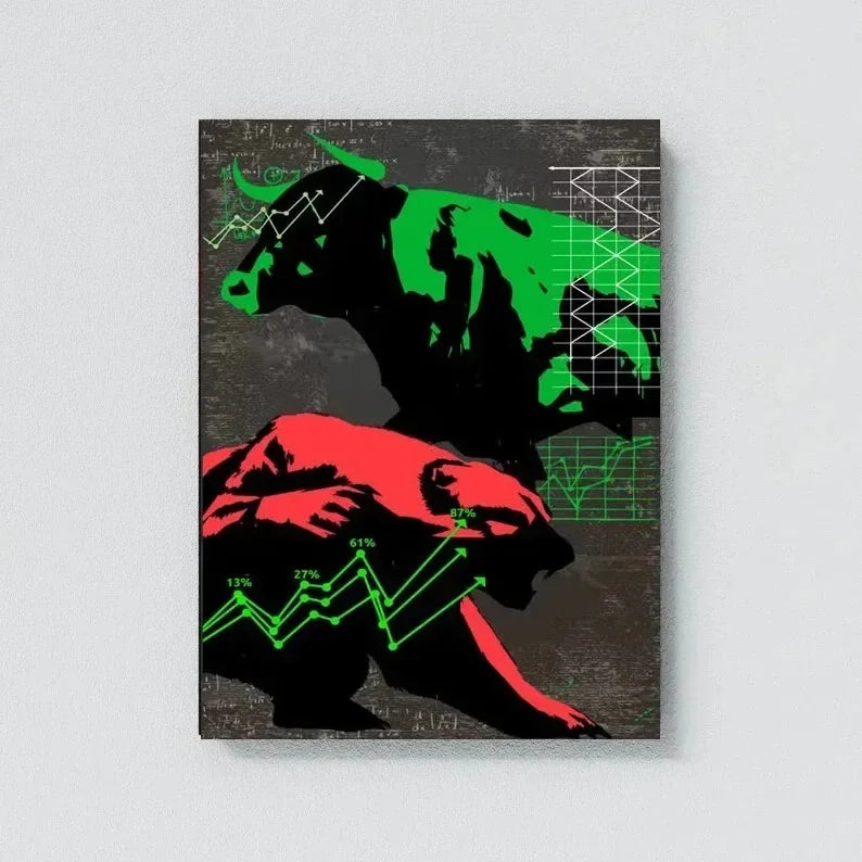 Neon Bulls&Bears Stock Market Trading Quotes Trust The Process and Ability Canvas Poster Wall Pictures Home Office Decor Gift