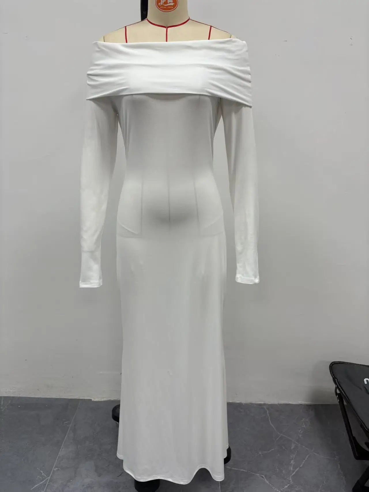 2025 Women Fashion White Wedding Dress Spring Autumn One-shoulder Slim Backless Sexy Hip-pack Dresses Women Robe Femal Vestidos