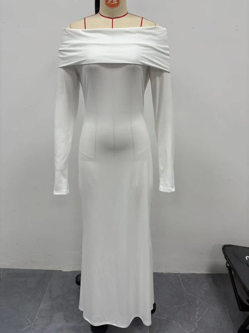 2025 Women Fashion White Wedding Dress Spring Autumn One-shoulder Slim Backless Sexy Hip-pack Dresses Women Robe Femal Vestidos