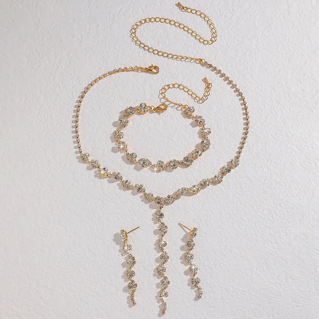 4PC Women's Fashion Geometric Flower Necklace Earrings Bracelet Jewelry Set Wedding Party Festival Gift-8073