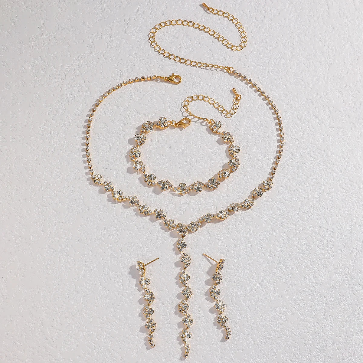 4PC Women's Fashion Geometric Flower Necklace Earrings Bracelet Jewelry Set Wedding Party Festival Gift-8073