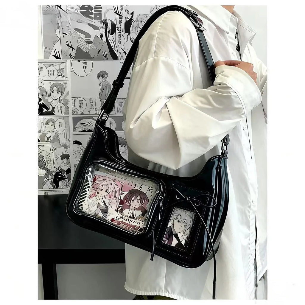 Y2k Harajuku Shoulder Bag Women Korean Transparent Ita Bag School Crossbody Bag Female Japanese Designer Preppy Handbag Purse