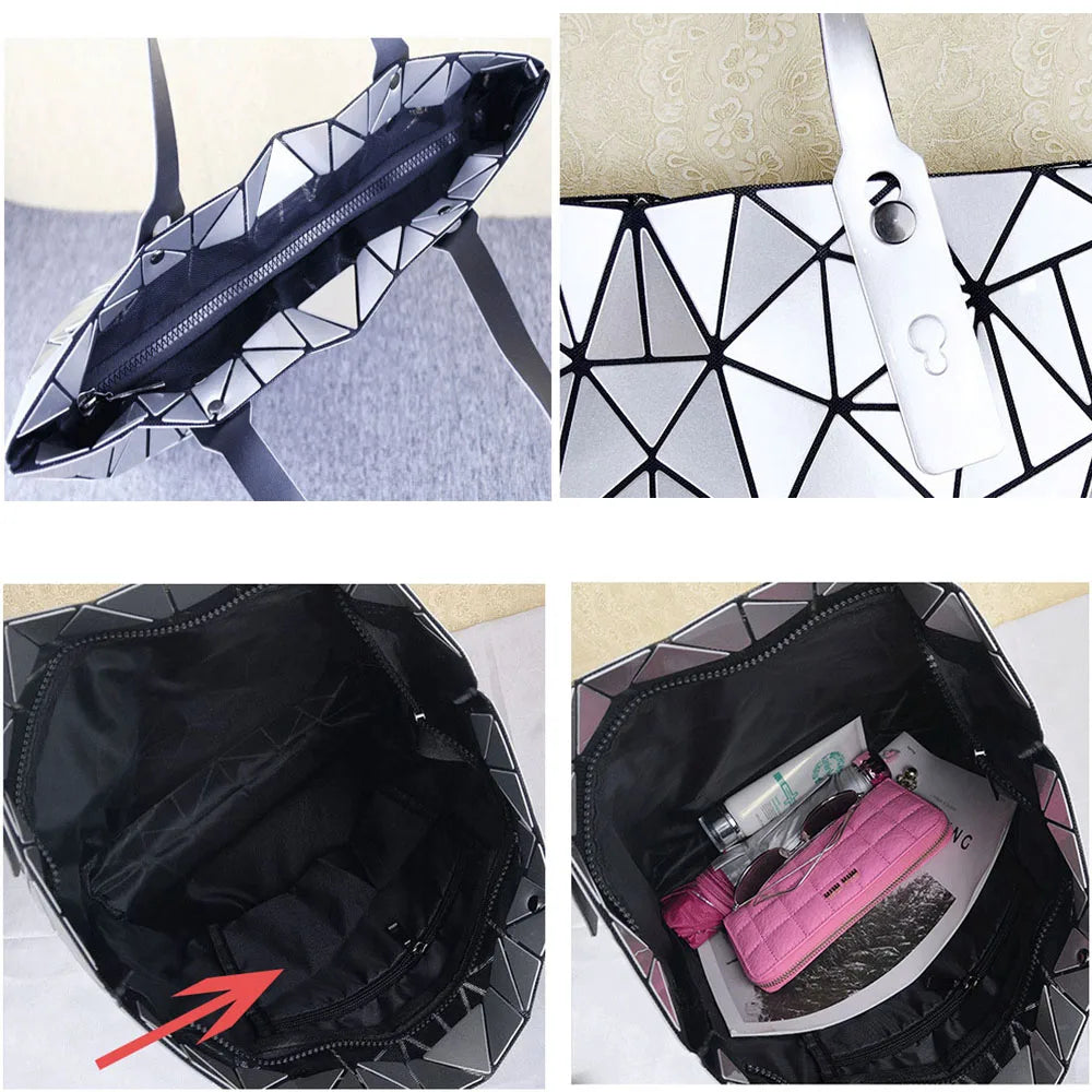 New Gold Handbags Bags For Women 2026 Summer Large Tote Bag Ladies Geometric Messenger Shoulder Bag Beach Luxury Designer Silver