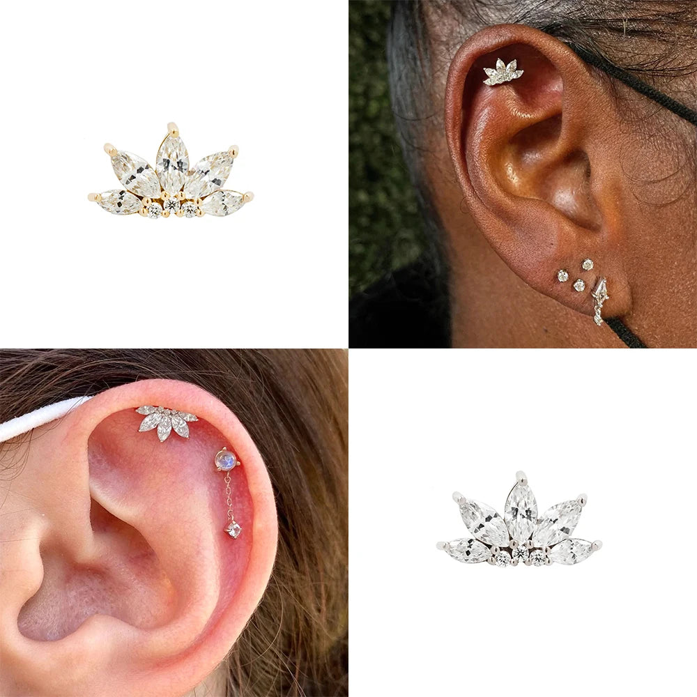 Aide 1pc 925 Sterling Silver Mini Zircon Thick Flat Screw Back Drop Earrings For Women K Gold Piercing Stud Earrings Jewelry