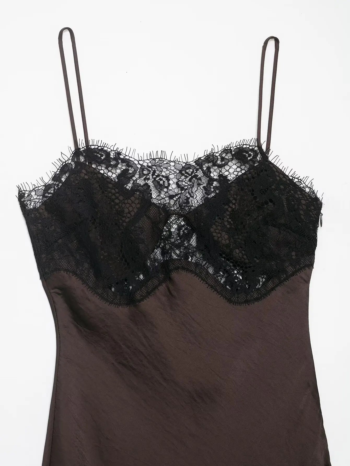 Women Lace Patchwork Sling Dress Casual Solid Color Sleeveless Irregular Hem High Street 2026 Summer Female Holiday Robe New