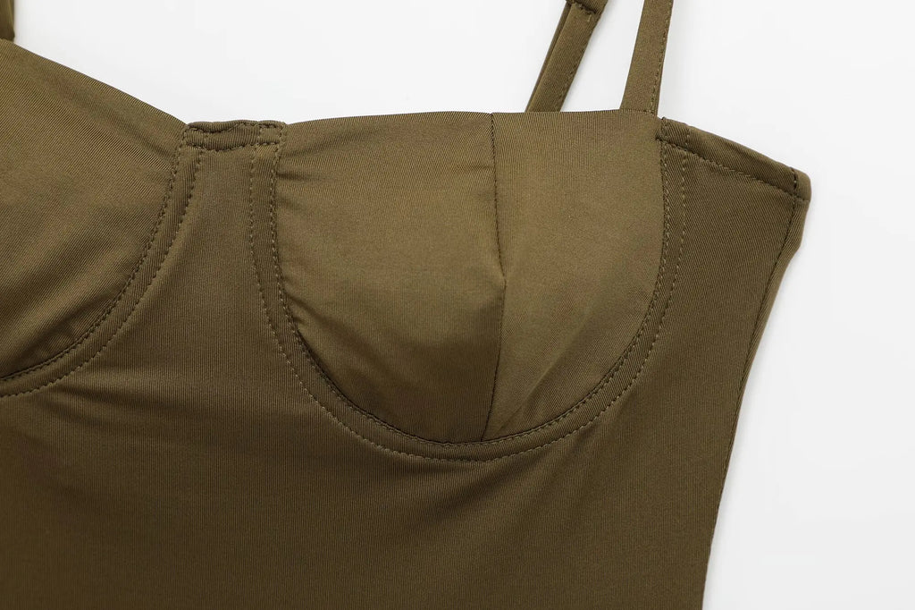 Zevity 2025 Women Sexy Spaghetti Strap Inner Style Beach Wear Bodysuits Ladies Soft Slim Swimsuit Playsuits Mujer Rompers LS9043