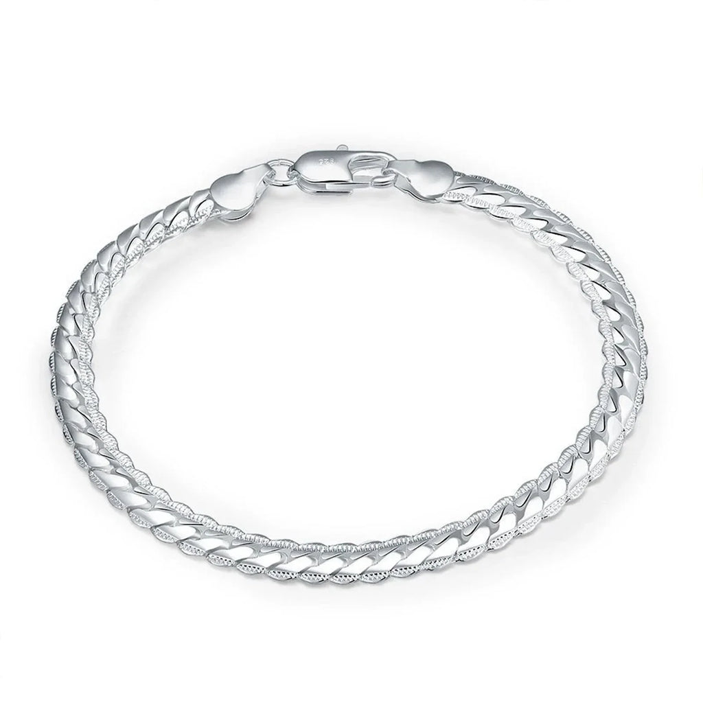 925 Sterling Silver 8/16/18/20/22/24 Inch 6mm Side Chain Necklace Bracelet For Woman Men Fashion Charm Wedding Jewelry