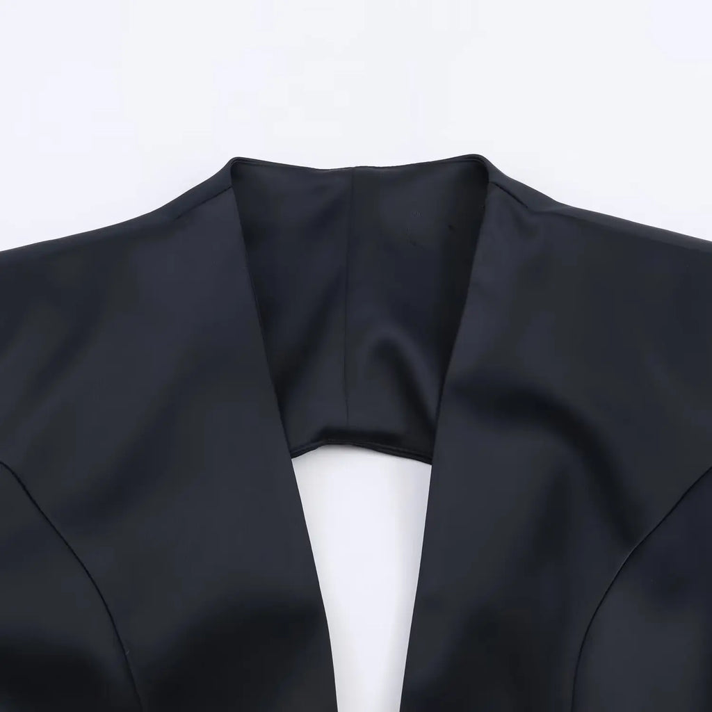 TFMLN 2026 Women Cut Out Ball Gown Dress Sexy Deep V Neck Long Sleeve Casual Party Mini Dresses Fashion Backless Clothing