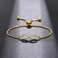 Huitan Elegant Infinity Shaped Bracelet for Women Gold Color Adjustable Box Chain Dazzling CZ Temperament Female Hand Jewelry