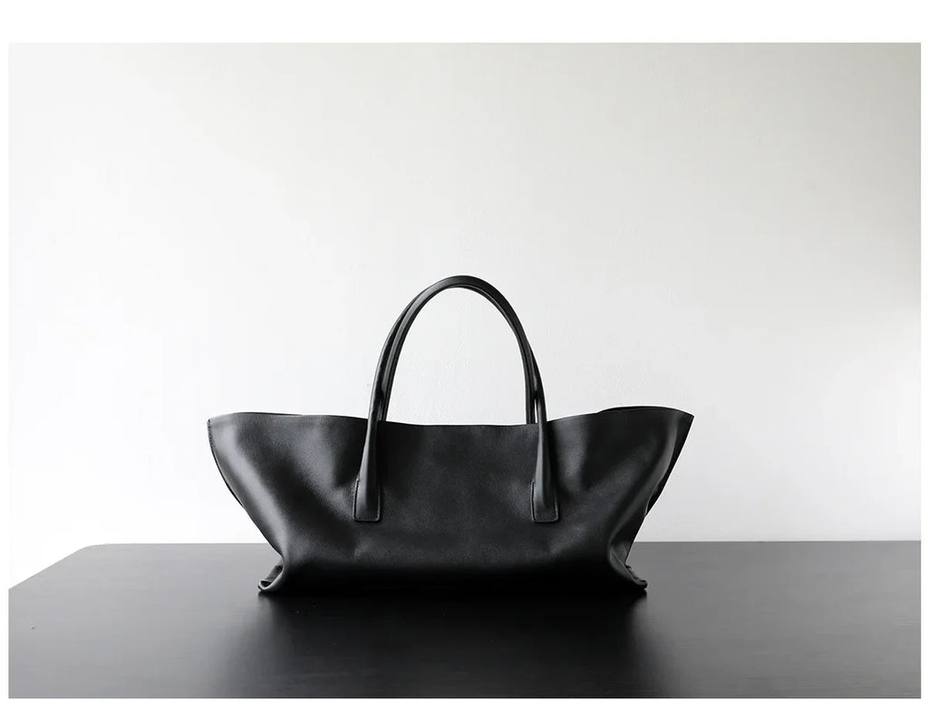 Luxury Niche First-layer Cowhide Tote Bag Woman Large Capacity Shoulder Underarm Bag Casual Tote Big Handbag 2026 New