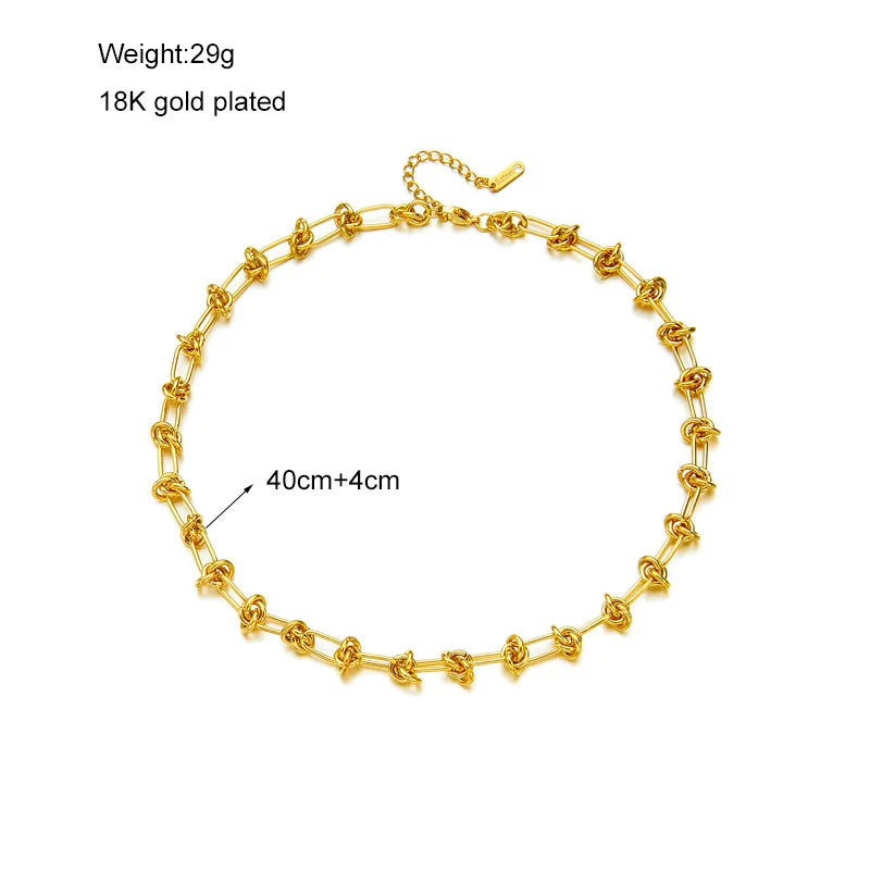 DIEYURO 316L Stainless Steel Gold Silver Color Twist Knot Necklace Bracelets For Womens Girl New Fashion Non-fading Jewelry Set