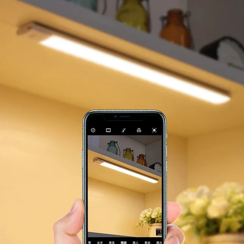 LED Bar Light Under Cabinet Lighting Motion Sensor USB Rechargeable Magnetic for Kitchen Closet Night Light