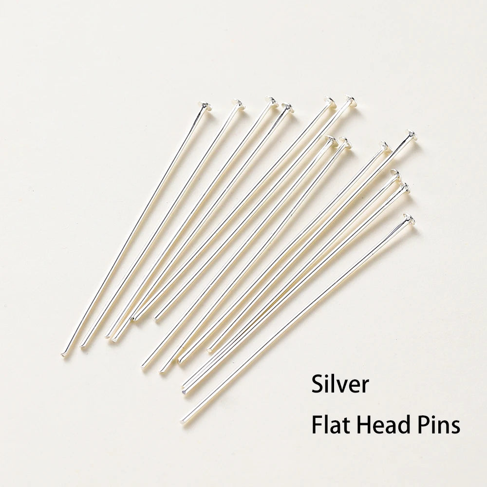 100pcs/lot 14K 18K Gold Plated 16-50mm Ball Head Pins DIY Jewelry Making Findings Brass Metal Flat Head Eye Head Pins Supplies