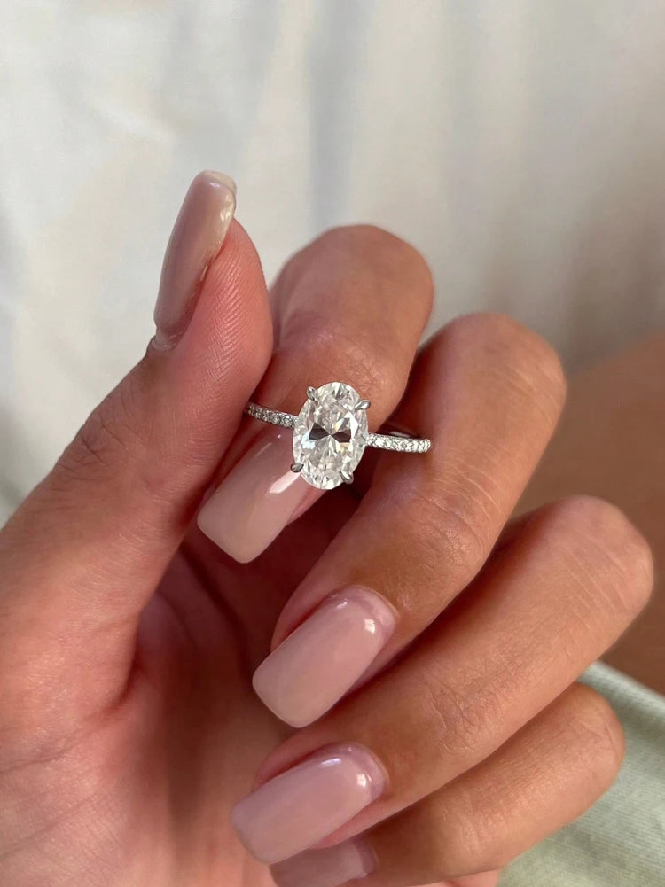 925 Sterling Silver Zirconia Gorgeous Shiny 1-5CT Oval Stone Ring For Women Engagement Wedding Luxury High Quality Fine Jewelry