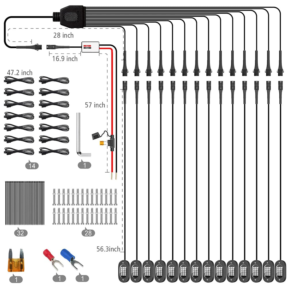 Honalia LED Rock Lights for Trucks 4/6/8/10/12 Pods RGB Truck Rock Lights Kits with App Control for ATV UTV RZR