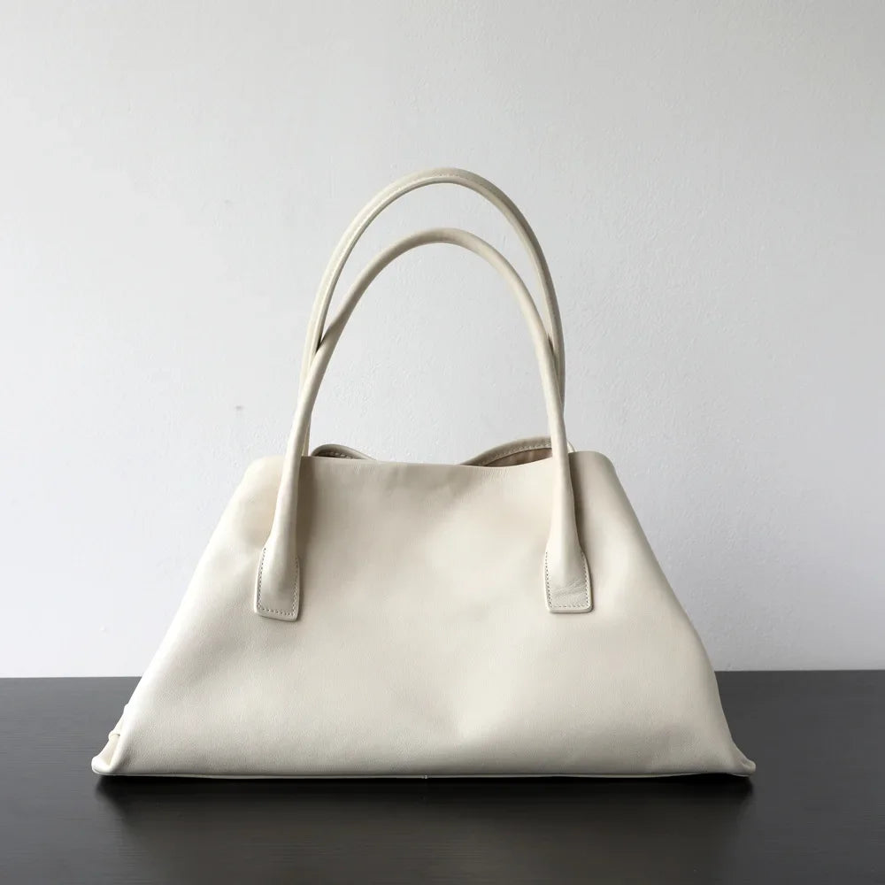 Luxury Niche First-layer Cowhide Tote Bag Woman Large Capacity Shoulder Underarm Bag Casual Tote Big Handbag 2026 New