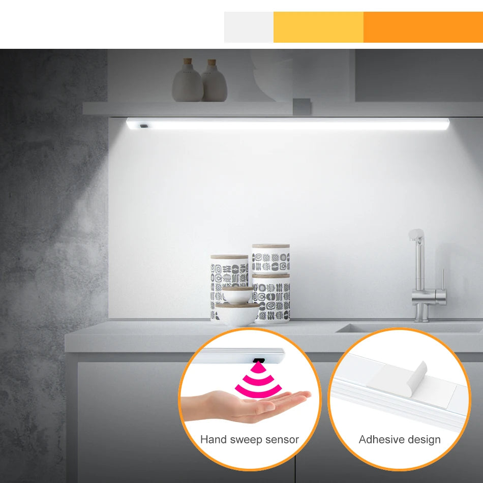 Hand Sweep Induction LED Light Bar Motion Sensor Under Cabinet Lamp for Kitchen Restroom Detector Tube Beside Table Night Light