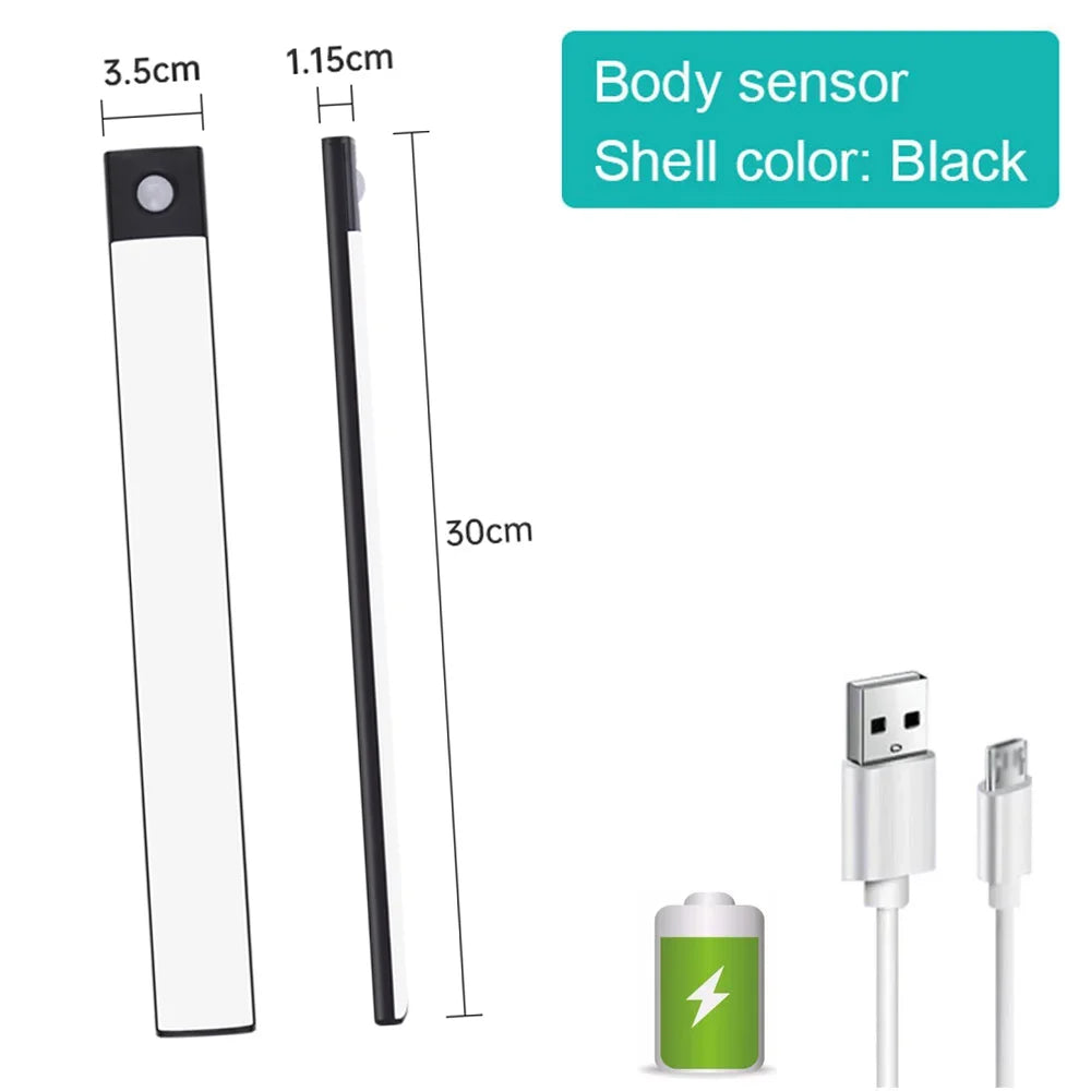 LED Bar Light Under Cabinet Lighting Motion Sensor USB Rechargeable Magnetic for Kitchen Closet Night Light