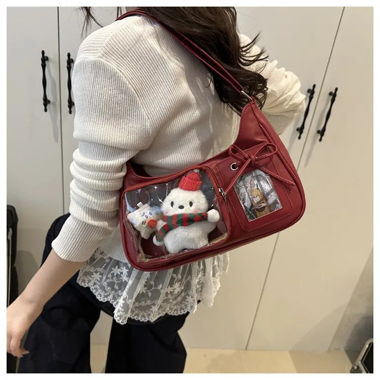 Y2k Harajuku Shoulder Bag Women Korean Transparent Ita Bag School Crossbody Bag Female Japanese Designer Preppy Handbag Purse