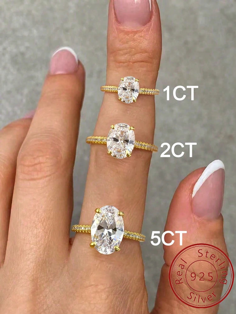925 Sterling Silver Zirconia Gorgeous Shiny 1-5CT Oval Stone Ring For Women Engagement Wedding Luxury High Quality Fine Jewelry