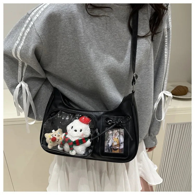 Y2k Harajuku Shoulder Bag Women Korean Transparent Ita Bag School Crossbody Bag Female Japanese Designer Preppy Handbag Purse