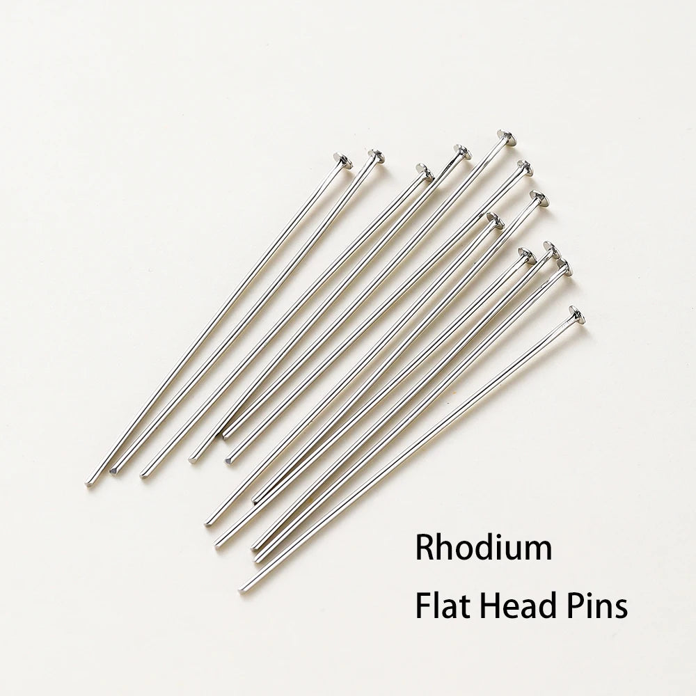 100pcs/lot 14K 18K Gold Plated 16-50mm Ball Head Pins DIY Jewelry Making Findings Brass Metal Flat Head Eye Head Pins Supplies
