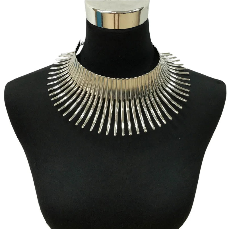 KDLUN African Bib Torques Chokers Necklaces For Women Statement Metal Geometric Collar Necklace Indian Jewelry Boho Design