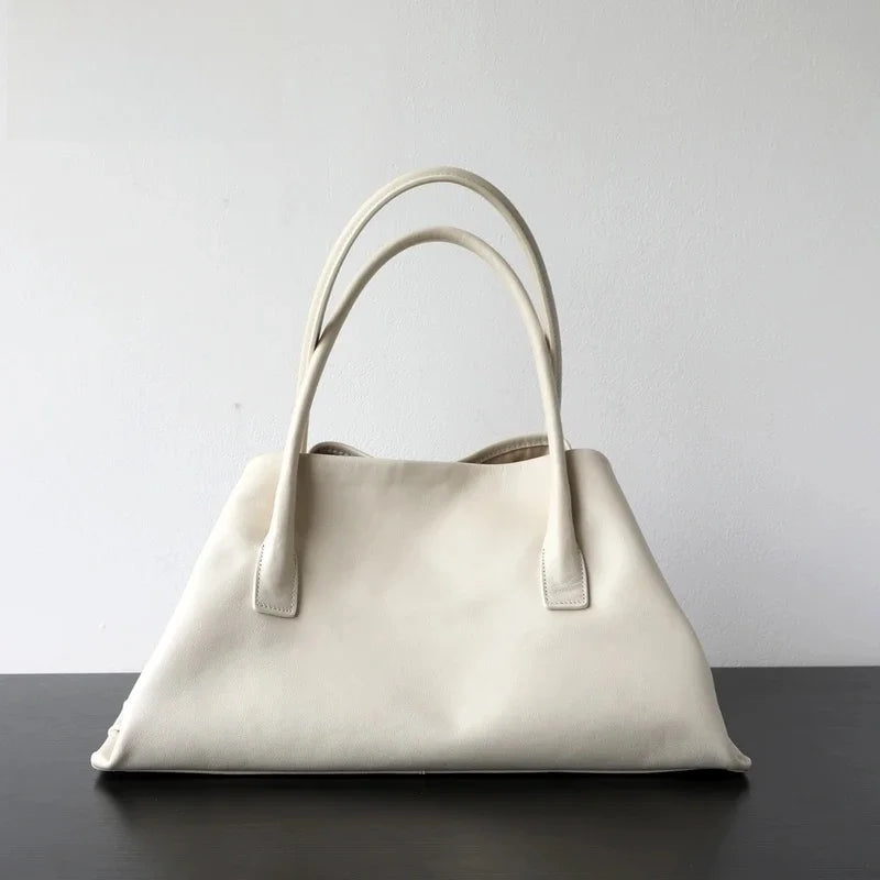 Luxury Niche First-layer Cowhide Tote Bag Woman Large Capacity Shoulder Underarm Bag Casual Tote Big Handbag 2026 New