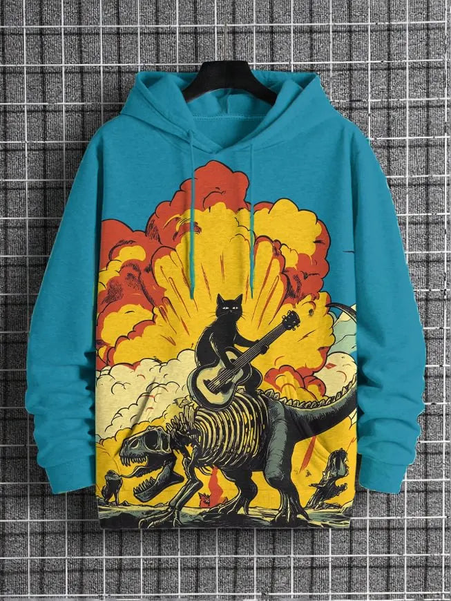 2026 Men's Hoodies Funny Cat Dinosaur UFO Art 3D Printed Cartoon Sweatshirt Men Women Tracksuit Oversized Casual Street Y2k Coat