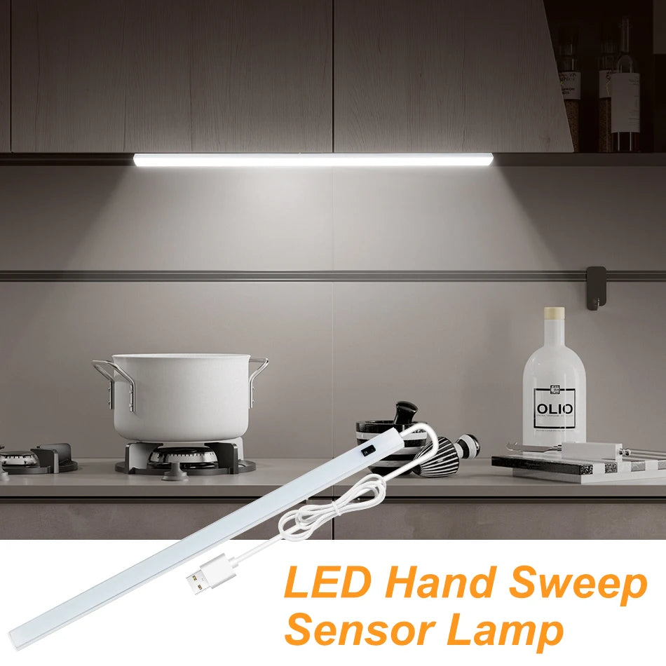 Hand Sweep Induction LED Light Bar Motion Sensor Under Cabinet Lamp for Kitchen Restroom Detector Tube Beside Table Night Light