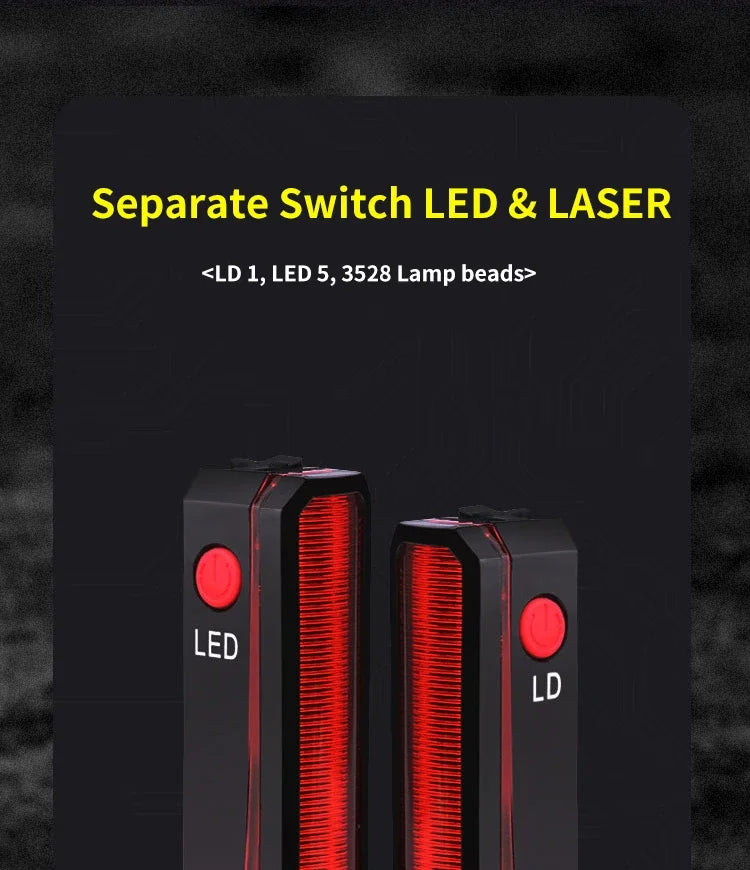 Bike Rear Light Laser Line Warning Lamp Waterproof Seatpost LED Light USB Rechargeable MTB Road Bicycle Taillight