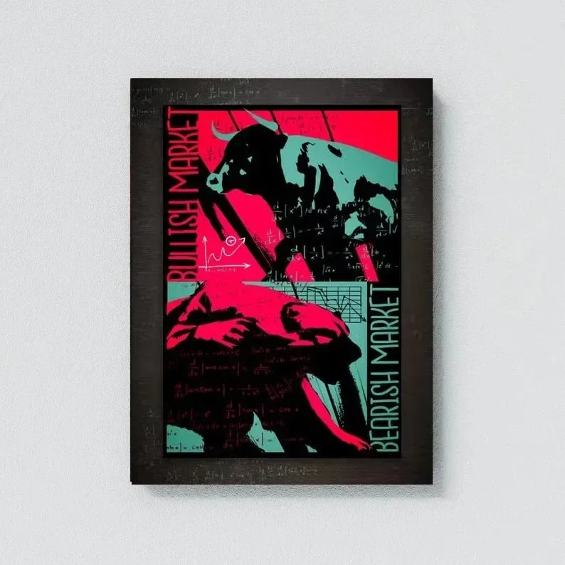 Neon Bulls&Bears Stock Market Trading Quotes Trust The Process and Ability Canvas Poster Wall Pictures Home Office Decor Gift