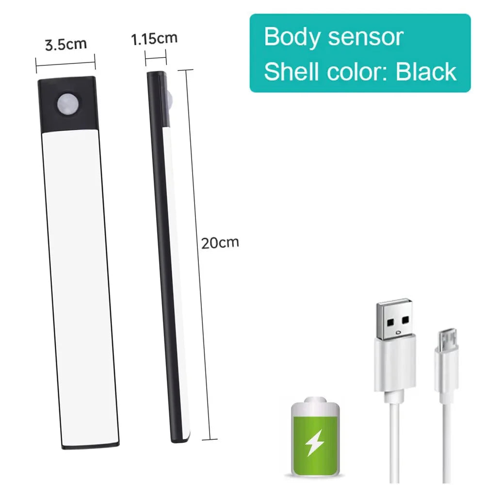LED Bar Light Under Cabinet Lighting Motion Sensor USB Rechargeable Magnetic for Kitchen Closet Night Light
